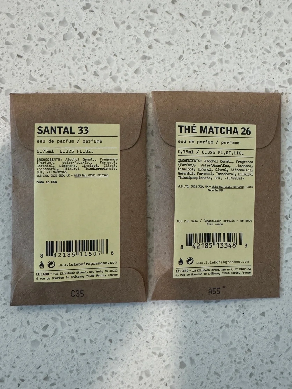 Le Labo Mini samples #33 #26 Duo